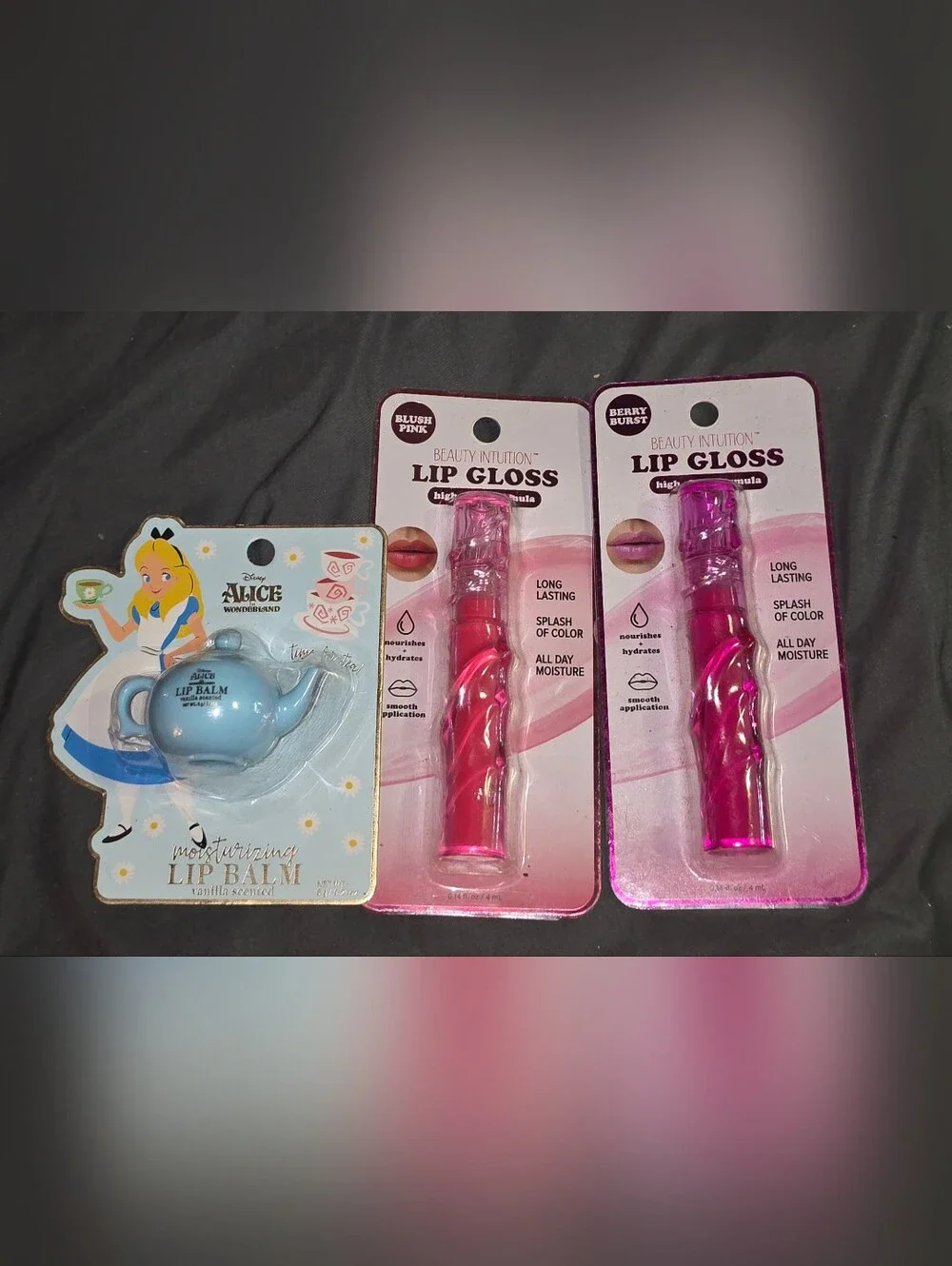 Alice In Wonderland Tea Pot Lip Balm & Beauty Intuition Lip Glosses BNIB